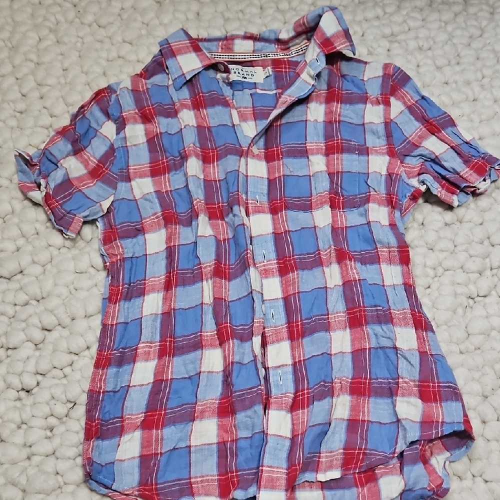 The Normal Brand Men's Plaid Shirt - Red, Blue, White